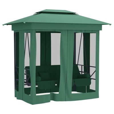 vidaXL Paviljong med hammock grön tyg&stål