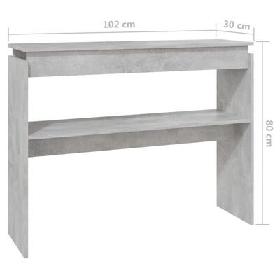 vidaXL Konsolbord betonggrå 102x30x80 cm konstruerat trä
