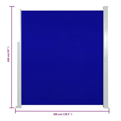 vidaXL Infällbar sidomarkis 160x300 cm blå