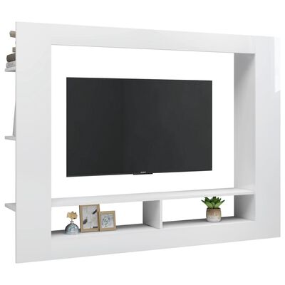 vidaXL TV-bänk vit högglans 152x22x113 cm spånskiva