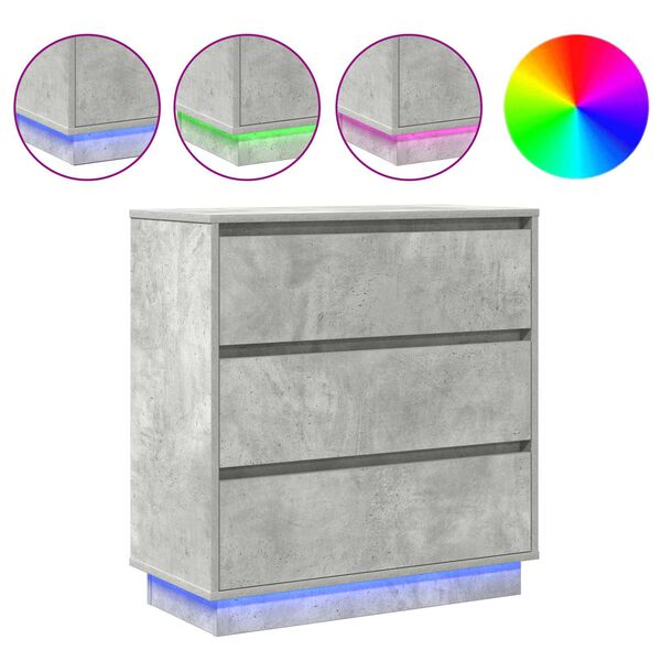 vidaXL Nattduksbord Betonggr&aring; 71 x 34,5 x 75 cm Konstruerat tr&auml;