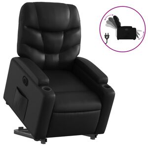 vidaXL Reclinerf&aring;t&ouml;lj med uppresningshj&auml;lp svart konstl&auml;der