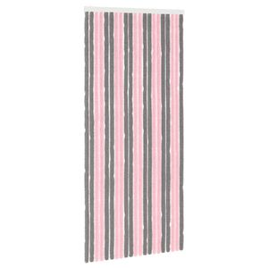 vidaXL Insektsgardin Chenille Silvergr&aring; och rosa 90 x 200 cm 100% PP