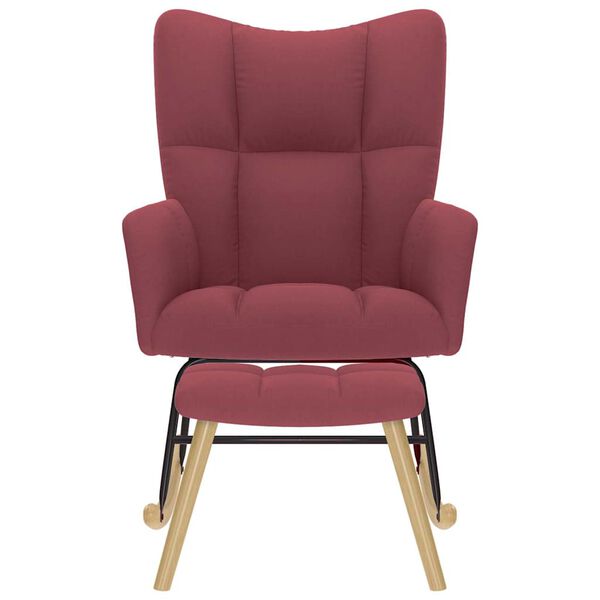 vidaXL Gungstol med fotpall vinr&ouml;d tyg