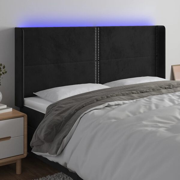 vidaXL S&auml;nggavel LED svart 183x16x118/128 cm sammet