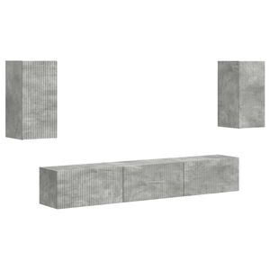 vidaXL TV-b&auml;nkset V&auml;ggmonterad 5 pcs Betonggr&aring; Konstruerat tr&auml;