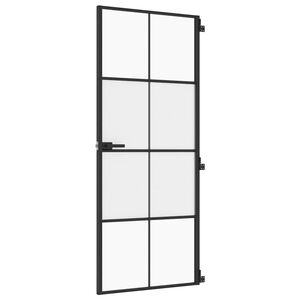 vidaXL Innerd&ouml;rr svart 83x201,5 cm h&auml;rdat glas och aluminium slim