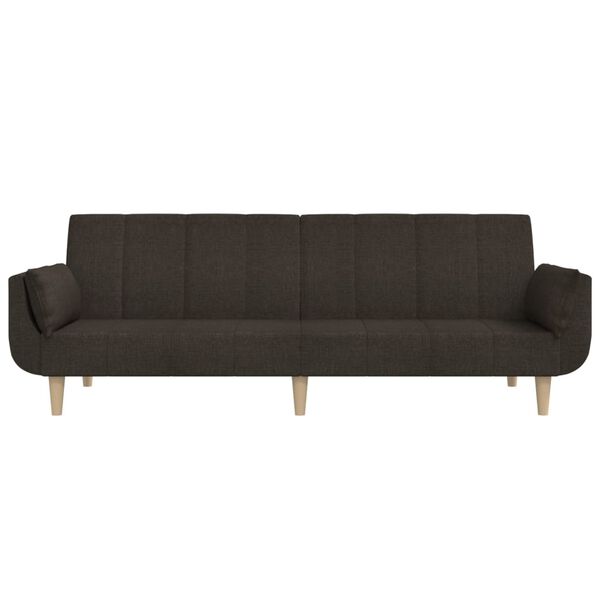 vidaXL B&auml;ddsoffa 2-sits med tv&aring; kuddar m&ouml;rkbrun tyg