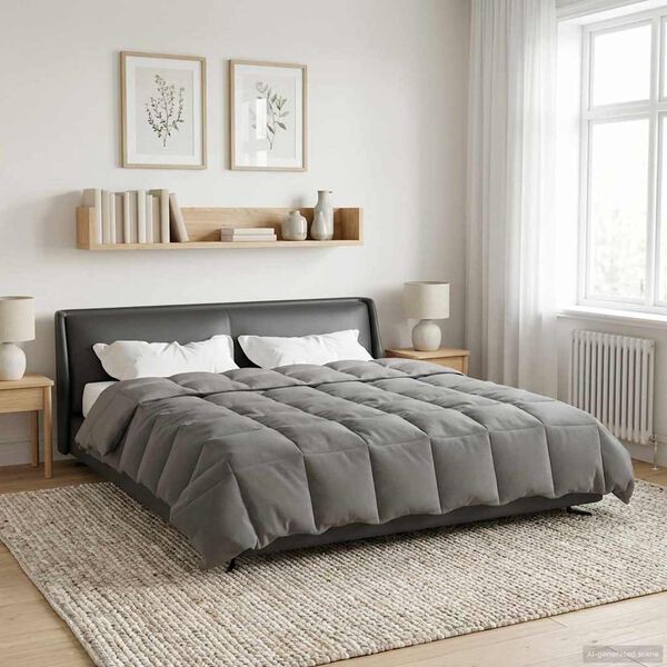 vidaXL Full &Aring;rs-Duvet Quiltad Ljusgr&aring; 240 x 260 cm Mikrofiber