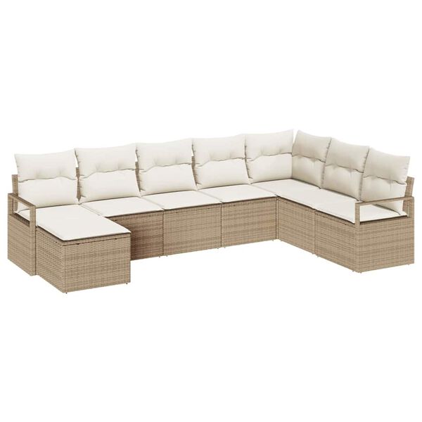 vidaXL Tr&auml;dg&aring;rdsoffset 8 pcs Beige Poly rattan