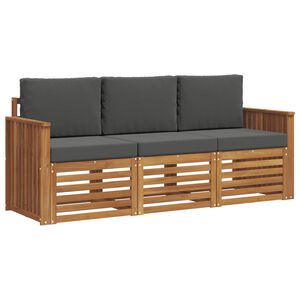 vidaXL Soffgrupper 3 pcs Naturlig och Antracit Massivt Akaciatr&auml;