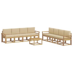 vidaXL Utomhussoffset med kudde 9 pcs Vit och Beige