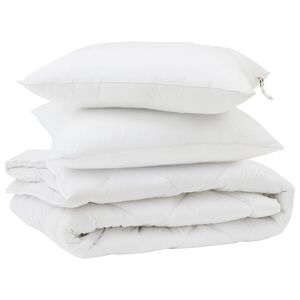 vidaXL Dunt&auml;cke med kudde 3 pcs Vit Mikrofiber