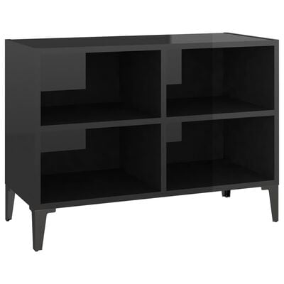 vidaXL TV-bänk med metallben svart högglans 69,5x30x50 cm