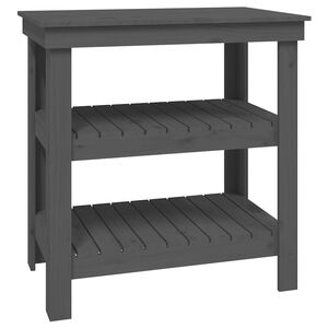 vidaXL Arbetsb&auml;nk med hylla Gr&aring; 78,5 x 50 x 80 cm Massiv furu