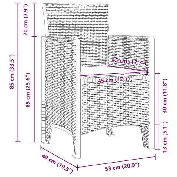 vidaXL Tr&auml;dg&aring;rdsm&ouml;belset 9 pcs Vit Polypropylen