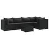 vidaXL Loungegrupp med dynor 6 delar svart konstrotting