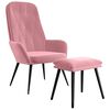 vidaXL Vilstol med fotpall rosa sammet
