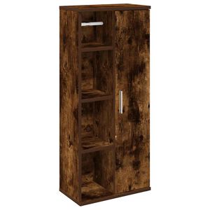 vidaXL Badrumssk&aring;p med rullh&aring;llare r&ouml;kf&auml;rgad ek 39x22x90 cm