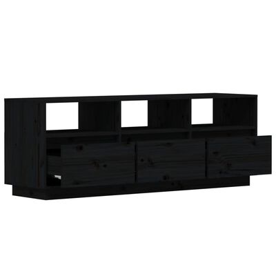 vidaXL TV-bänk svart 140x37x50 cm massiv furu