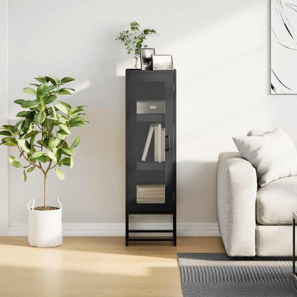 vidaXL Highboard svart 36x39x123 cm kallvalsat st&aring;l