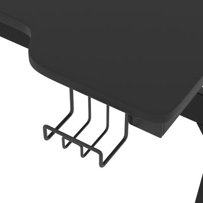 vidaXL Gamingskrivbord LED med Z-formade ben svart 90x60x75 cm