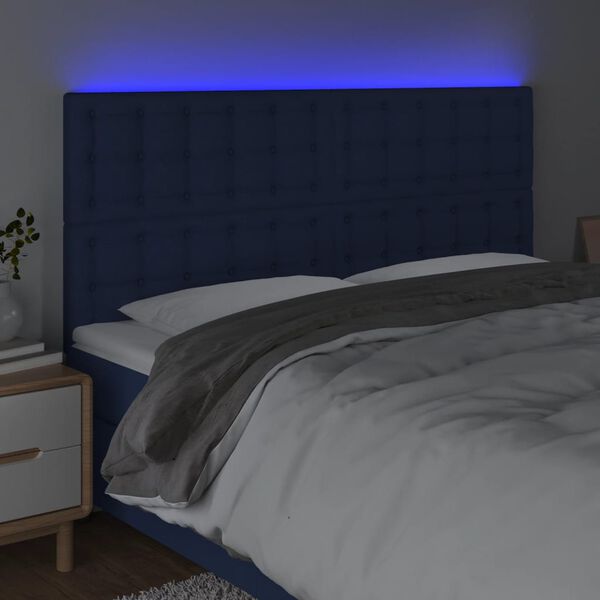 vidaXL S&auml;nggavel LED bl&aring; 160x5x118/128 cm tyg