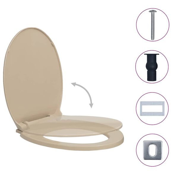 vidaXL Toalettsits mjuk st&auml;ngning snabbf&auml;ste beige oval