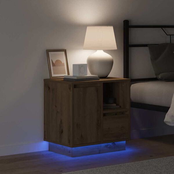 vidaXL Nattduksbord Artisan Ek 50 x 34,5 x 50 cm Konstruerat trä