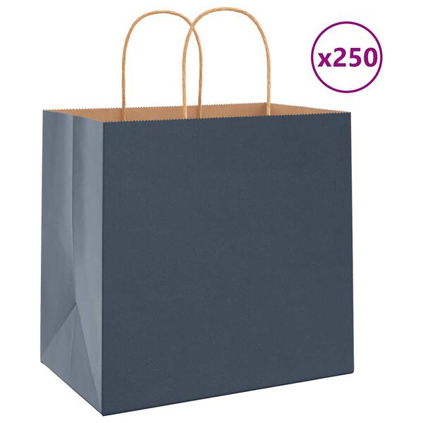 vidaXL Pappersp&aring;sar 250 st med handtag bl&aring; 26x17x25 cm
