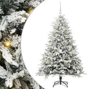 vidaXL Konstgjord F&ouml;rbelyst Julgran med Bollsats Gr&ouml;n 150 cm