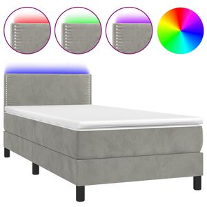 vidaXL Res&aring;rs&auml;ng med madrass och LED ljusgr&aring; 80x200 cm sammet