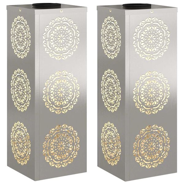 vidaXL Solar LED Stig Ljus 2 pcs Rostfritt st&aring;l Rostfritt st&aring;l