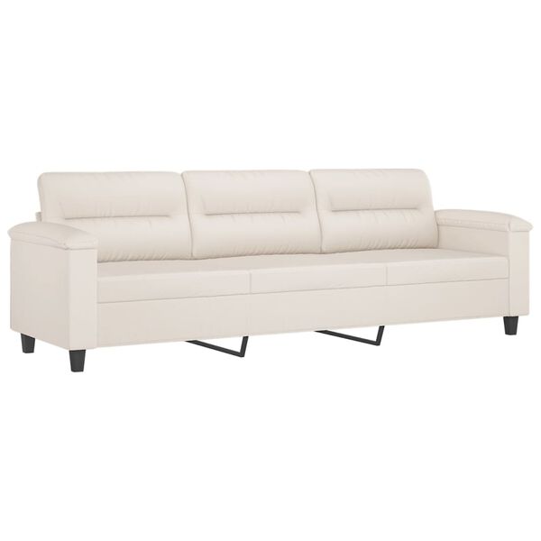 vidaXL 3-sitssoffa med kuddar&dynor beige 210 cm mikrofibertyg