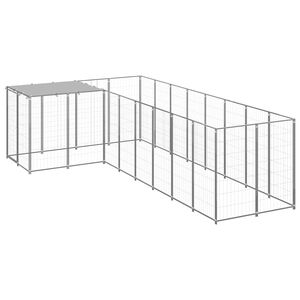 vidaXL Hundg&aring;rd silver 6,05 m&sup2; st&aring;l