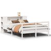 vidaXL S&auml;ng med bokhylla utan madrass vit 150x200cm massiv furu