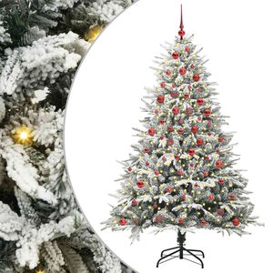 vidaXL Konstgjord F&ouml;rbelyst Julgran med Bollsats Gr&ouml;n 180 cm
