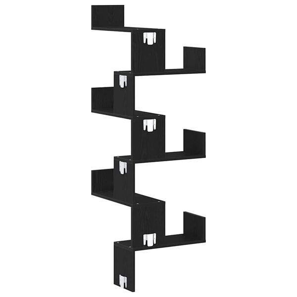 vidaXL Hörnhylla med hylla Svart ek 45 x 45 x 147 cm Konstruerat trä