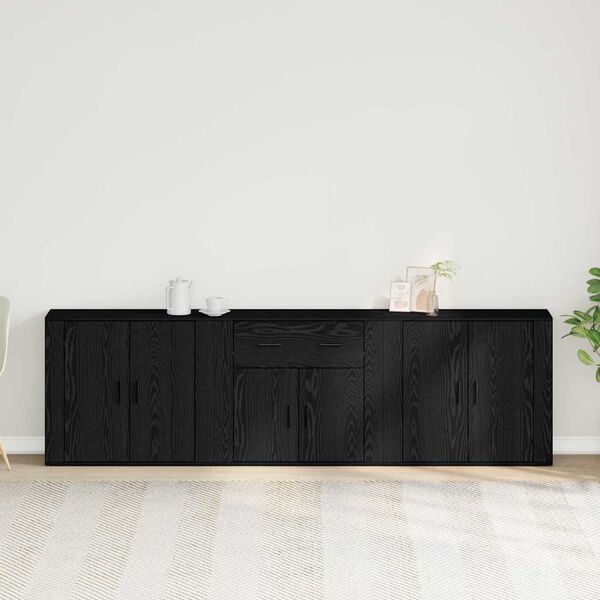 vidaXL Sideboard med l&aring;da Svart Ek 240 x 33 x 70 cm Konstruerat tr&auml;