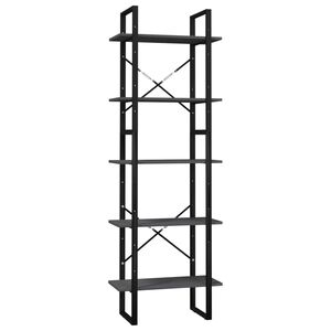 vidaXL Bokhylla 5 hyllplan gr&aring; 60x30x175 cm massiv furu