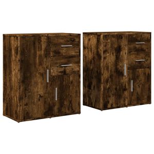 vidaXL Sk&auml;nkar 2 st r&ouml;kf&auml;rgad ek 60x31x70 cm konstruerat tr&auml;