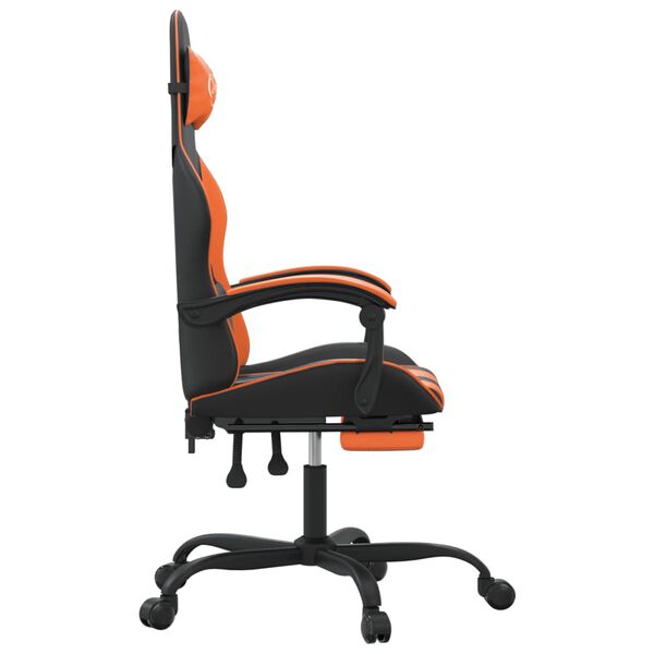 vidaXL Gamingstol med fotst&ouml;d svart och orange konstl&auml;der