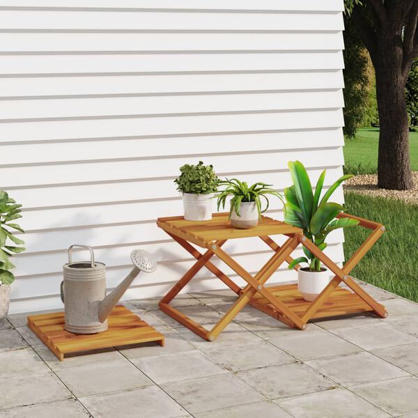 vidaXL Hopfällbar hylla 3 hyllplan brun 43x31x63 cm massivt akaciaträ