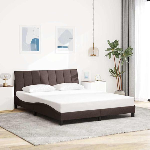 vidaXL Bed Frame without Mattress "Hanko" Dark Brown 160x200 cm Fabric