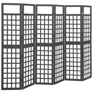 vidaXL Rumsavdelare/Spalj&eacute; 6 paneler massiv gran svart 242,5x180 cm