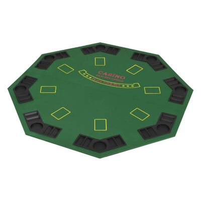 vidaXL Hopfällbar pokerbordsskiva 8 spelare åttkantigt 2-sidigt grönt