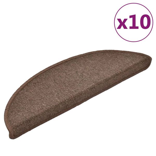 vidaXL Trappmattor 10 st 56x17x3 cm kaffebruna halvrunda