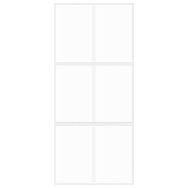 vidaXL Skjutd&ouml;rr vit 90x205 cm h&auml;rdat glas och aluminium