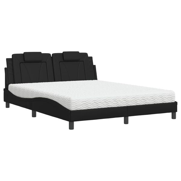 vidaXL Bed "Viana" with Mattress Black 160x200 cm Faux Leather
