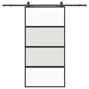 vidaXL Skjutd&ouml;rr med beslag svart 102,5x205 cm h&auml;rdat glas